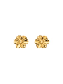 Pendientes de presión dorados flor de cinco pétalos en Plata de Ley 925