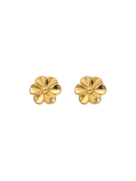 Pendientes de presión dorados flor de cinco pétalos en Plata de Ley 925