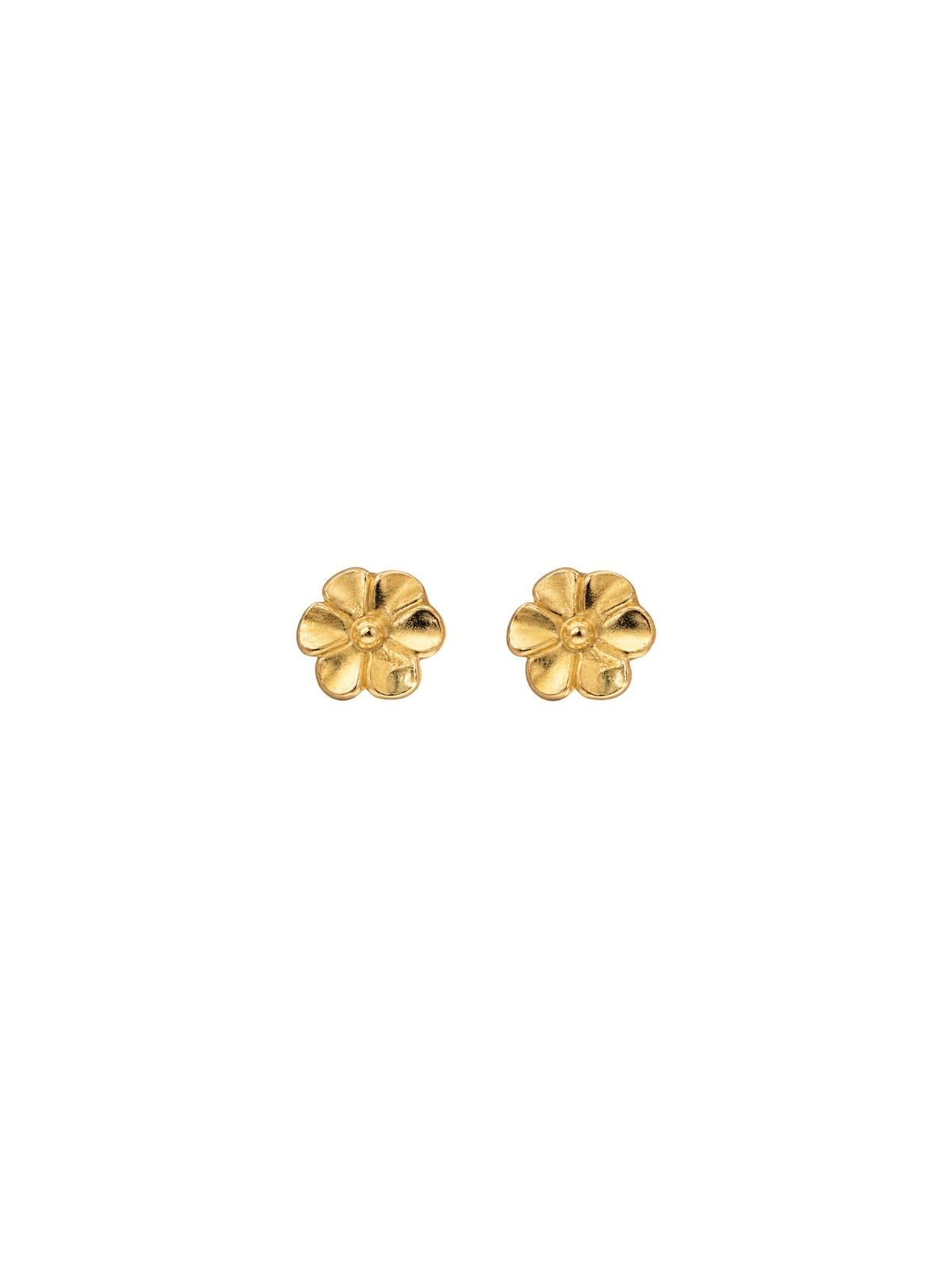 Pendientes de presión dorados flor de cinco pétalos en Plata de Ley 925