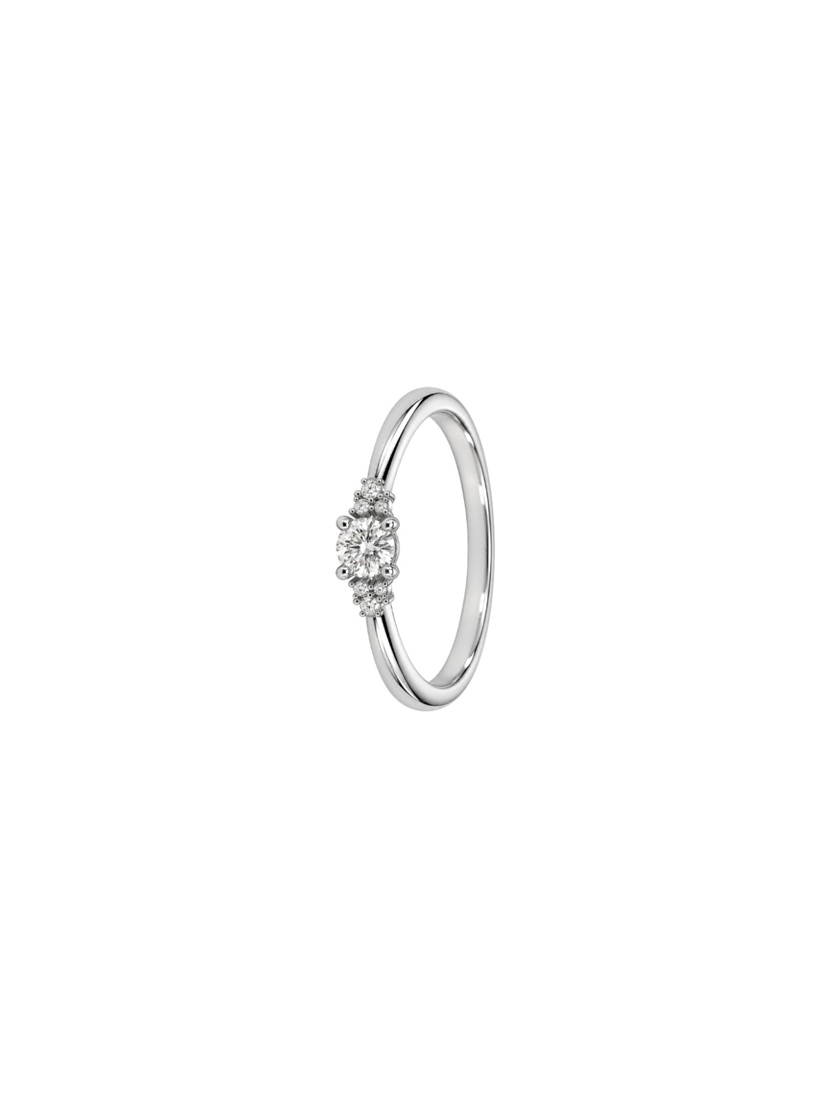Anillo diamante de laboratorio en plata 925 con 7 diamantes de diferentes tamaños y 0,474 ct en total
