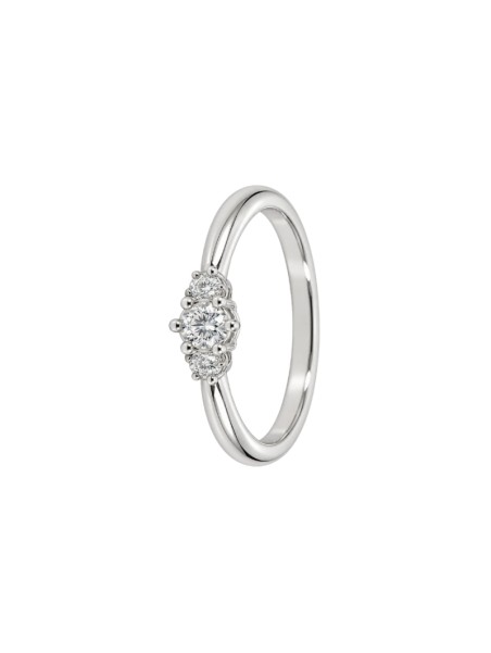 Anillo diamante de laboratorio en plata 925 con 3 diamantes de diferentes tamaños y 0,291 ct en total