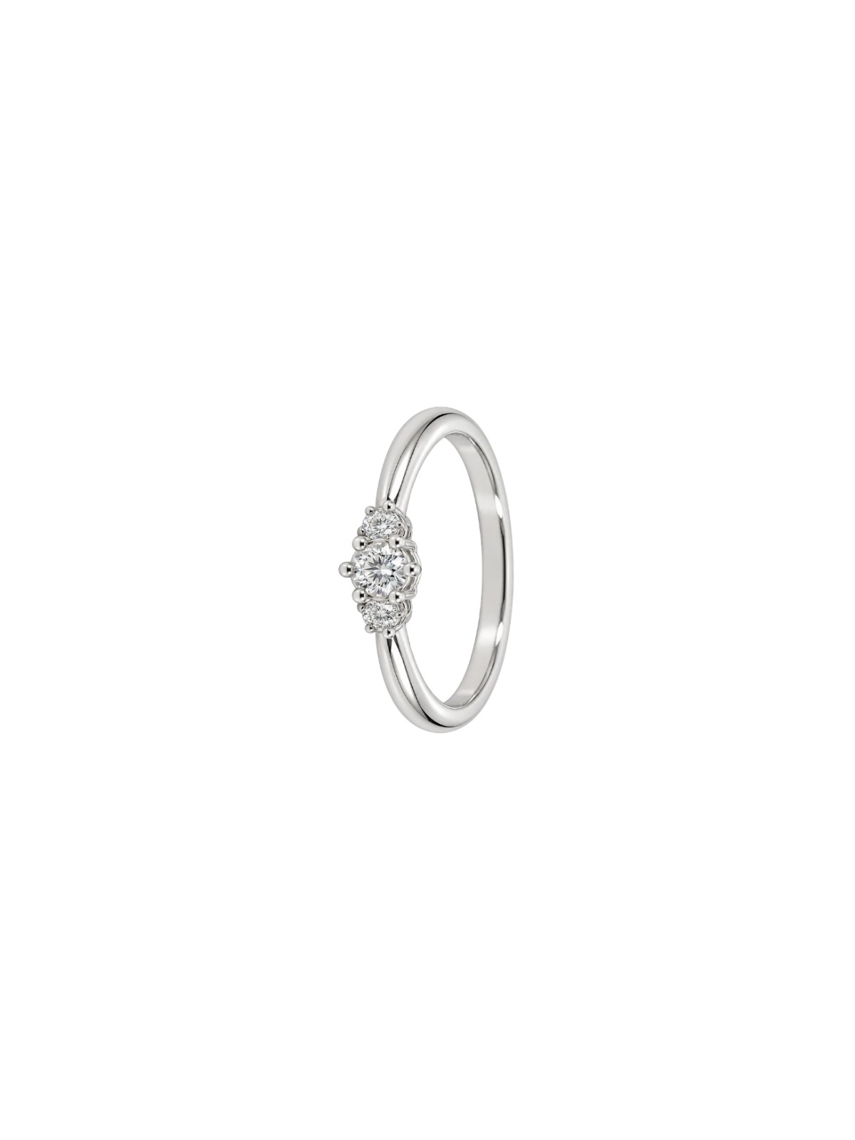 Anillo diamante de laboratorio en plata 925 con 3 diamantes de diferentes tamaños y 0,291 ct en total