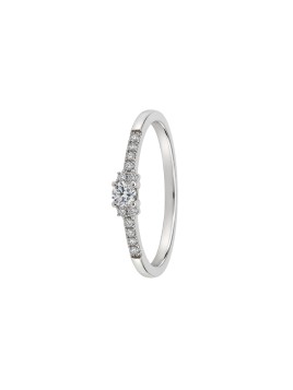 Anillo diamante de laboratorio en plata 925 con 13 diamantes de diferentes tamaños y 0,1942 ct en total