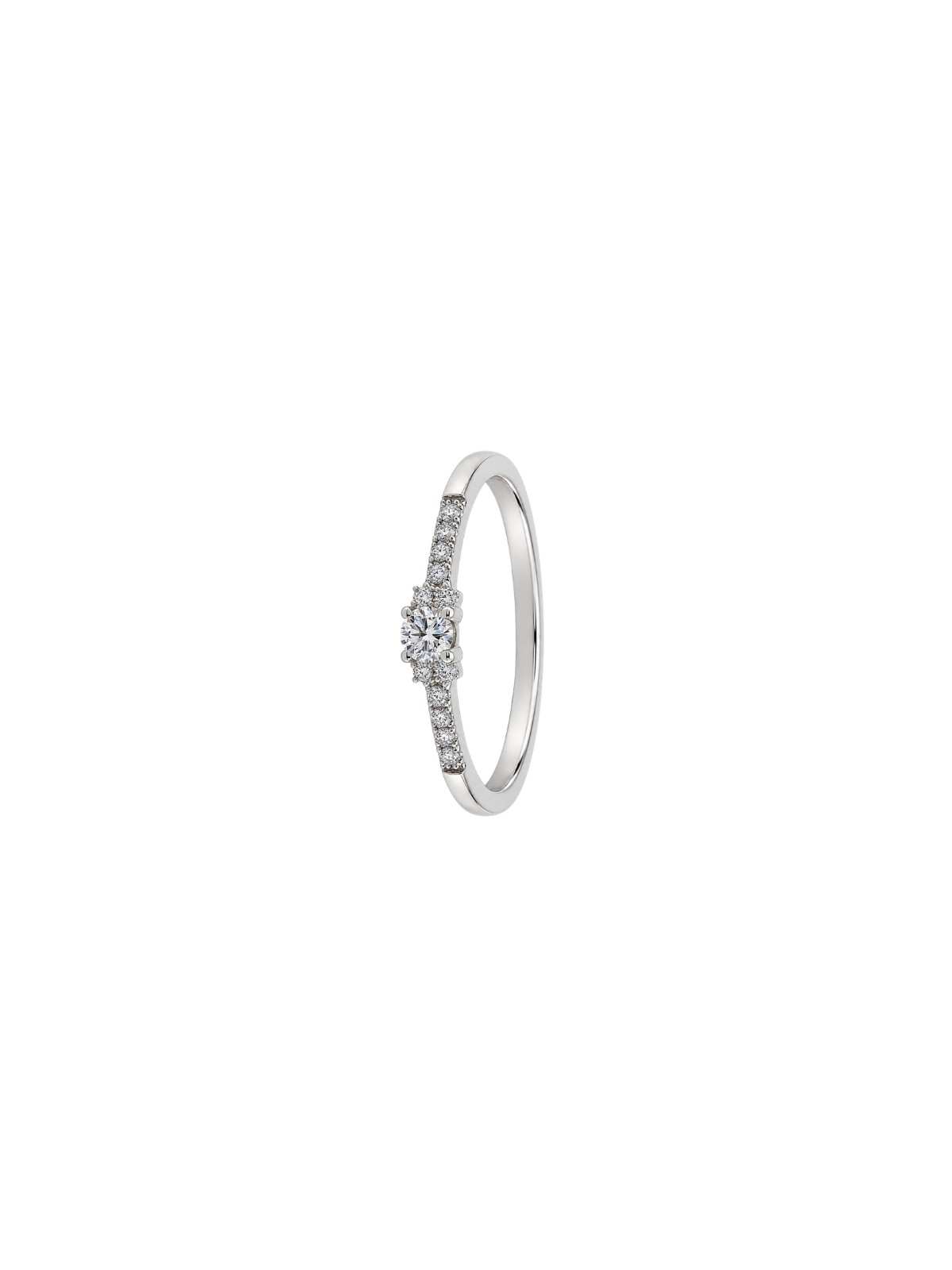 Anillo diamante de laboratorio en plata 925 con 13 diamantes de diferentes tamaños y 0,1942 ct en total