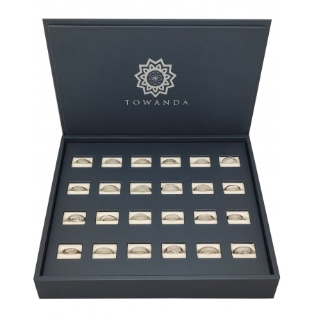 Expositor Alianzas Plata 24 Unidades para joyerías con estuche de polipiel y colección PALI