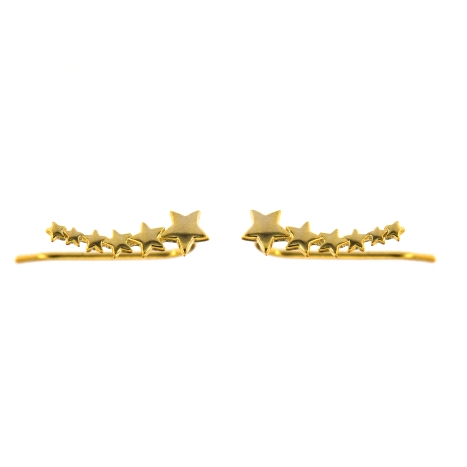 <p>Pendiente Trepador decorado con estrellas dorados en Plata de Primera Ley. </p>
<ul>
<li><strong>Material: </strong>Plata de 