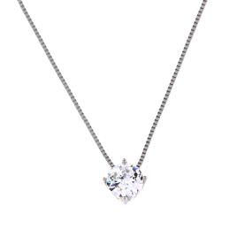 <p>Cadena de plata de 45 cm adornado con una circonita blanca con 7 mm</p>
<p>Material: Plata de Ley 925</p>
<p>Acabado: Baño de