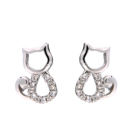 <p>Pendientes gatos con preciosas piedras de circonitas blancas.</p>