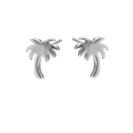 Pendientes de presión palmera lisa de Plata de Ley 925