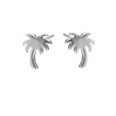 Pendientes de presión palmera lisa de Plata de Ley 925