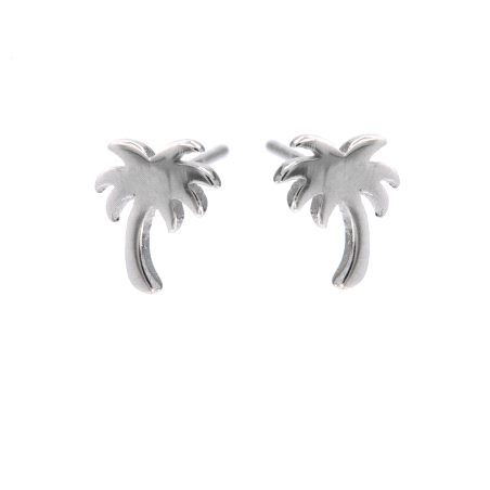 Pendientes de presión palmera lisa de Plata de Ley 925