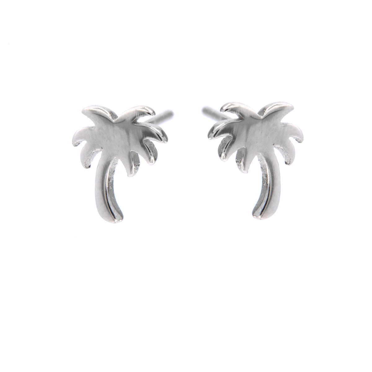 Pendientes de presión palmera lisa de Plata de Ley 925