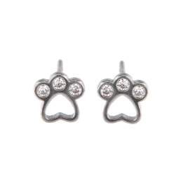 <p>Pendientes de huella de perros con preciosas piedras de circonitas blancas.</p>