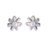 Pendientes de presión flor lisa de ocho pétalos en Plata de Ley 925