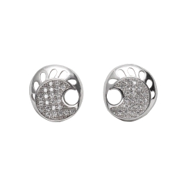 <p>Plata pendientes de presión con circonitas</p>