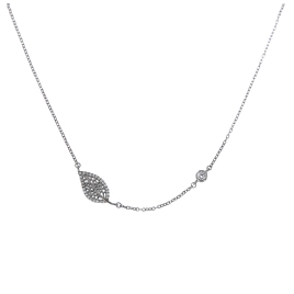 Gargantilla plata hoja calada con circonitas blancas en Plata de Ley 925