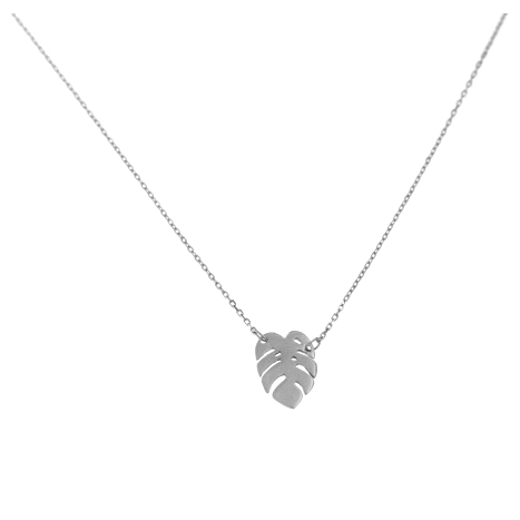 Gargantilla plata hoja tropical calada en Plata de Ley 925