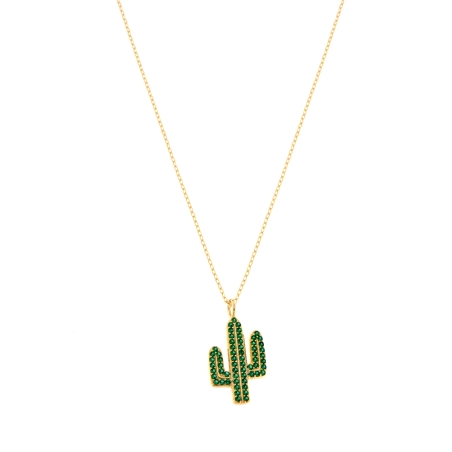 <p style="text-align:justify;">Gargantilla muy finita con un colgante veraniego de un cactus , decorado con circonitas verdes y 