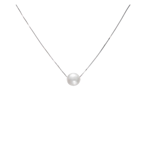 Gargantilla plata con perla central blanca en Plata de Ley 925