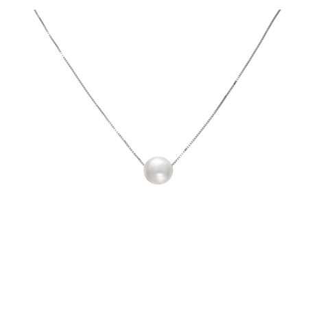 Gargantilla plata con perla central blanca en Plata de Ley 925