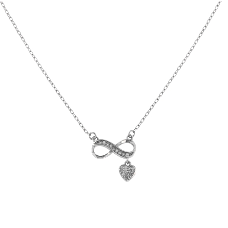 Gargantilla plata infinito con corazón y circonitas blancas en Plata de Ley 925