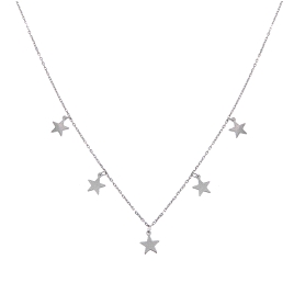 Gargantilla plata con estrellas suspendidas en Plata de Ley 925