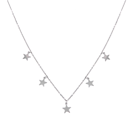 Gargantilla plata con estrellas suspendidas en Plata de Ley 925