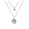 <p>Gargantilla doble decoradas con estrella de circonitas en color blanco,en plata de primera ley.</p>
<p>Cadena 45 cm. </p>
<p>