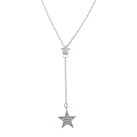 <p>Gargantilla alargada con caída acabada en una pequeña estrella decorada con circonitas blancas,en plata de primera ley.</p>
<