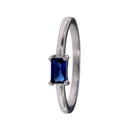 Anillo Baguette Color Azul intenso con Plata de Primera Ley 925 MM, de alta calidad, inoxidable.