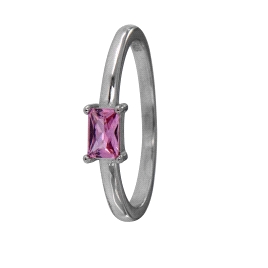 Anillo Baguette Color Rosa con Plata de Primera Ley 925 MM, de alta calidad, inoxidable