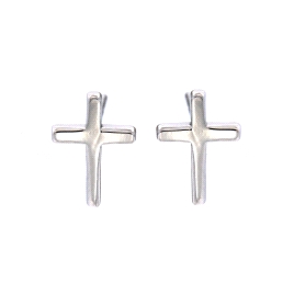 Pendientes de presión cruz lisa de Plata de Ley 925