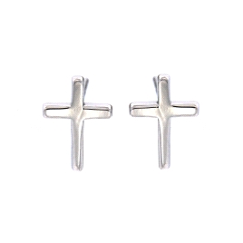 <p>Pendientes muy pequeños en forma de cruz lisa en Plata Lisa de Primera Ley.</p>\n<ul>\n<li><strong>Material: </strong>Plata d