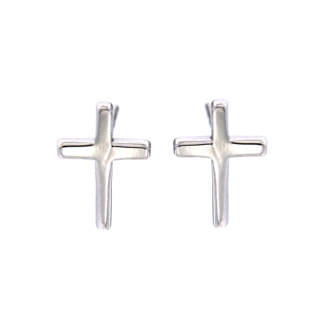 Pendientes de presión cruz lisa de Plata de Ley 925