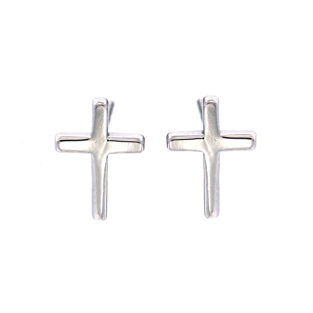 Pendientes de presión cruz lisa de Plata de Ley 925