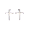 Pendientes de presión cruz lisa de Plata de Ley 925