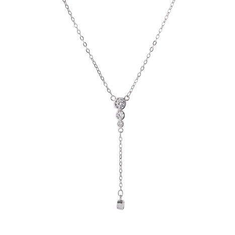 Gargantilla plata triple circonita con cadena colgante en Plata de Ley 925