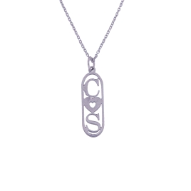 Colgante Vertical con Iniciales Caladas y Corazón en Plata