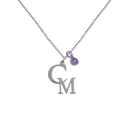 Colgante Iniciales Personalizadas con Circonita Violeta en Plata