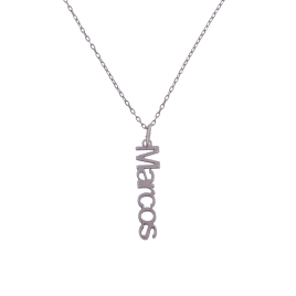 Colgante Nombre Vertical Tipografía Suave en Plata