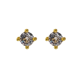 Pendientes de presión garra 5 mm dorados con circonita blanca