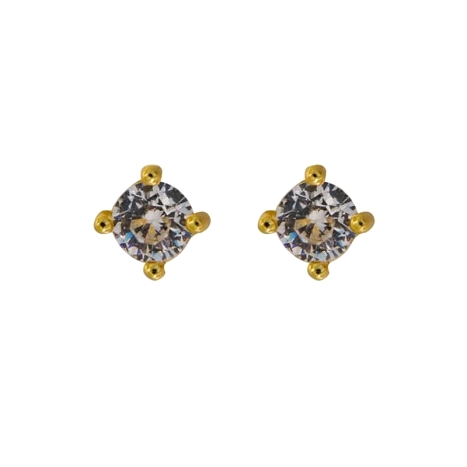 Pendientes de presión garra 5 mm dorados con circonita blanca