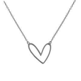 Gargantilla plata corazón asimétrico de contorno liso
