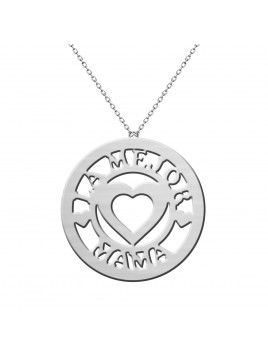 Colgante La Mejor Mamá de Plata con Corazón – Plata de Ley 925