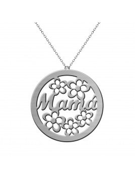 Colgante Mamá con Flores de Plata – Plata de Ley 925