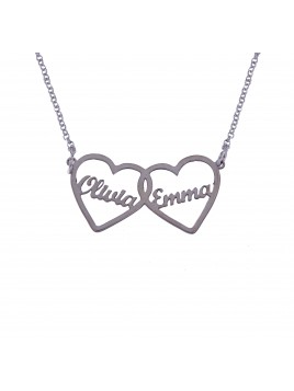 Gargantilla Dos Corazones Unidos con Nombres Personalizados