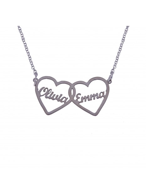 Gargantilla Dos Corazones Unidos con Nombres Personalizados