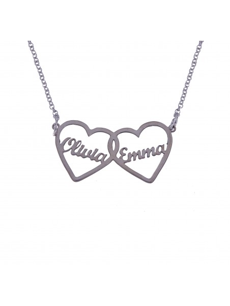 Gargantilla Dos Corazones Unidos con Nombres Personalizados