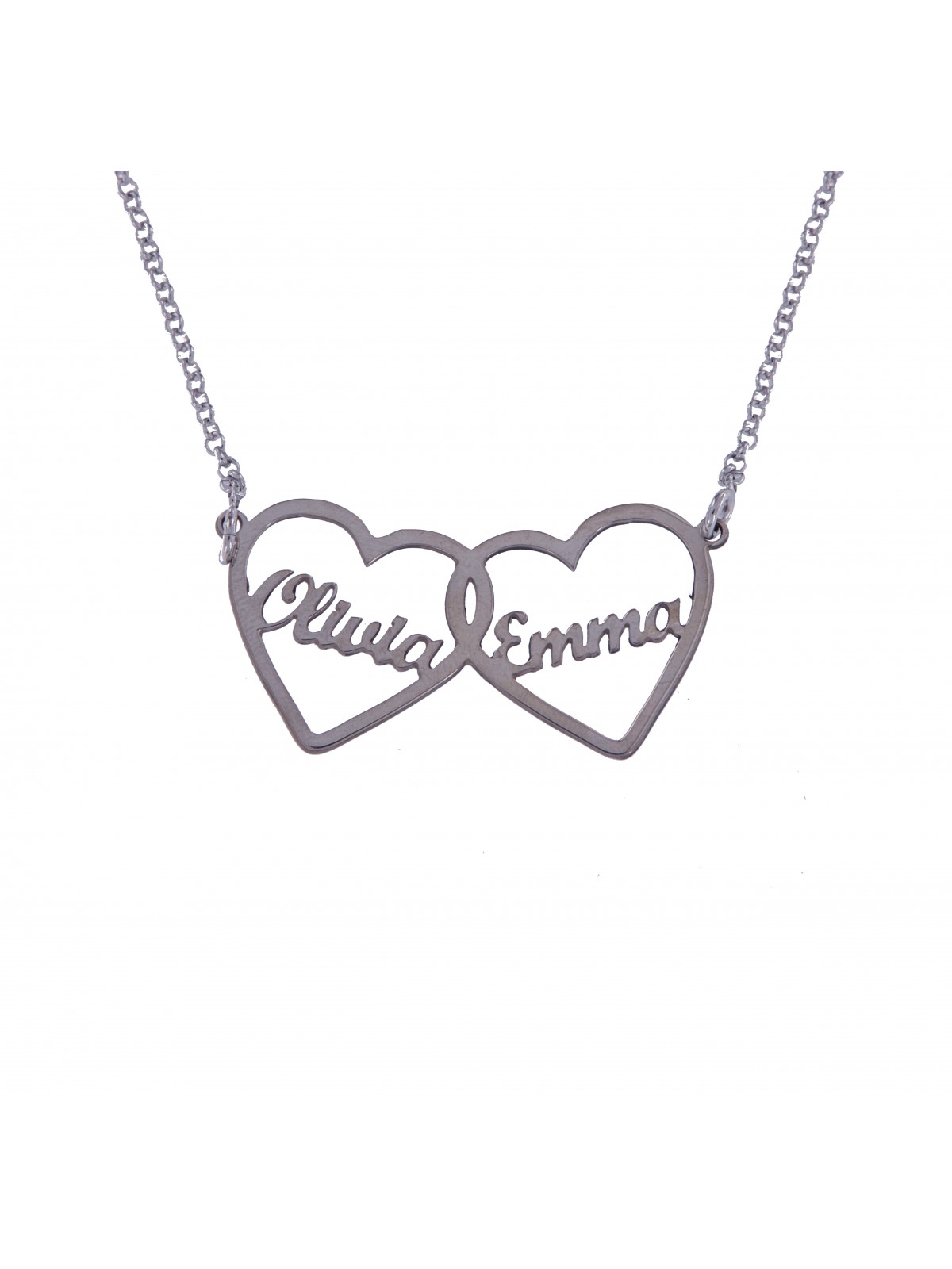 Gargantilla Dos Corazones Unidos con Nombres Personalizados