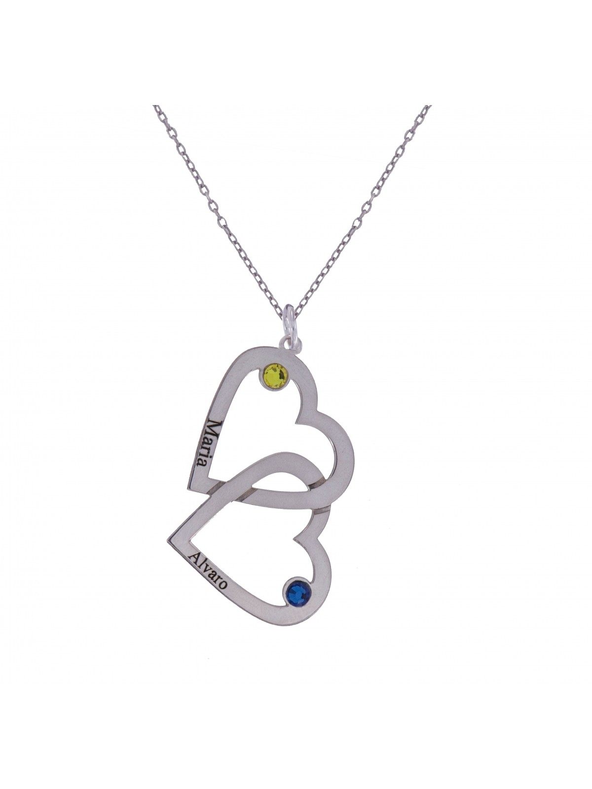 Colgante Corazones Entrelazados con Nombres y Circonitas